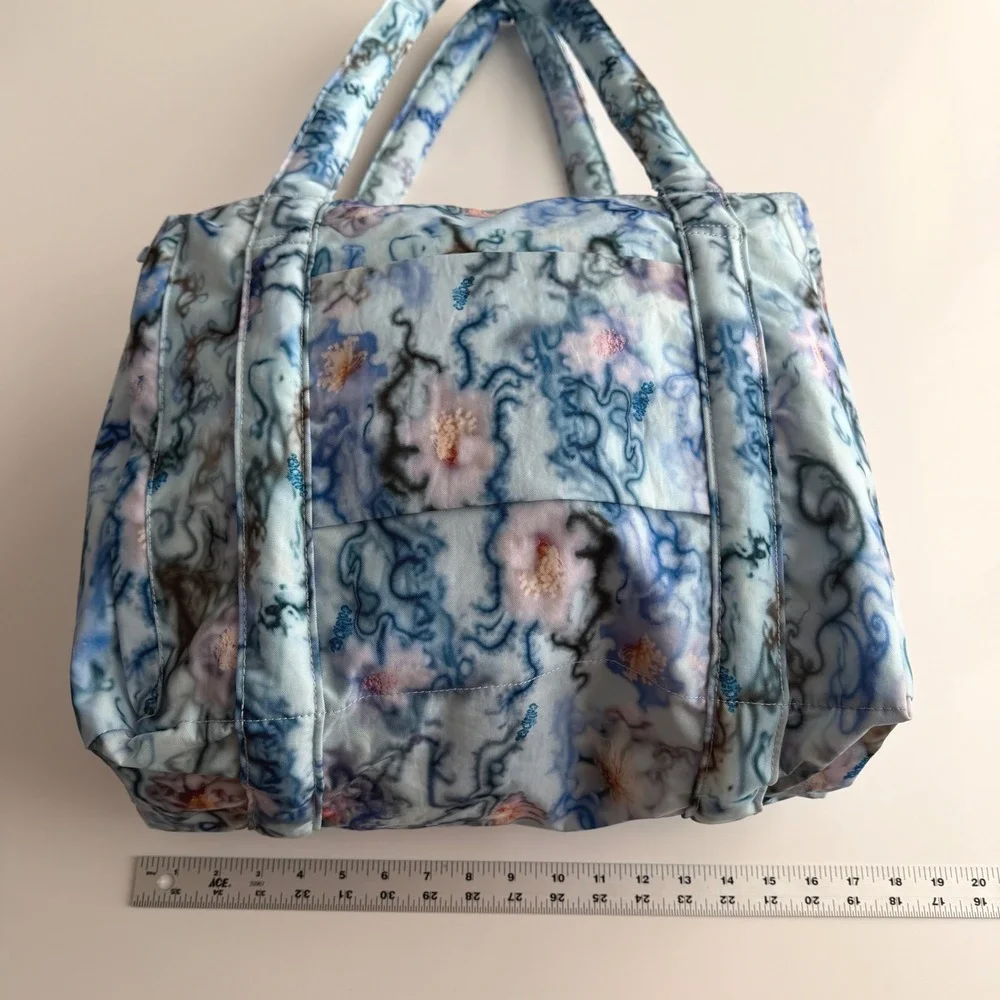 Baggu x Collina Strada NWT Small Cloud Carry On Tote in Blue Thorns Print